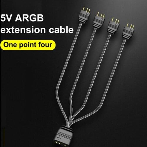 Lightweight COOLMOON Excellent 1 to 4 Mainboard ARGB Hub Black ARGB Adapter Cable Portable Computer Accessories
