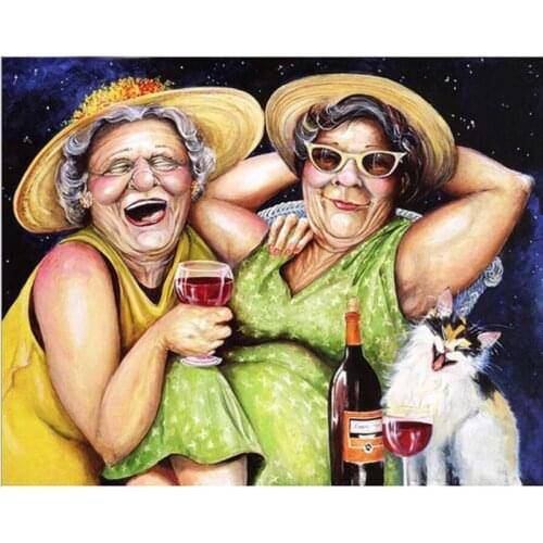 Stylish Grandma Figure DIY Painting By Numbers Hand Painted Oil Painting Adult Child Picture Colouring Home Decor Unique Gift