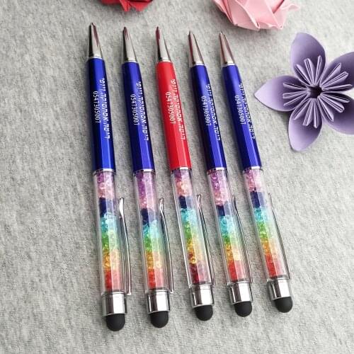 Newest Promotion Gift Ballpoint Pen 50pcs/lot with Top bling Diamond Crystal Metal gift pen Can Custom your logo and text Free