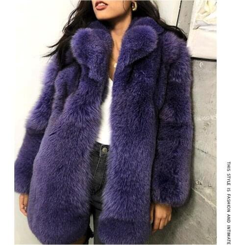 High Quality Genuine Fox Fur Coat Winter Coat Collar Pocket Noble Purple Luxury Ladies Real Fur Thick Warm Jacket Customization