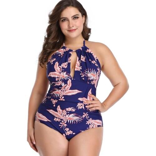 New European and American large size one-piece swimsuit cross belly covering nylon quality fattening