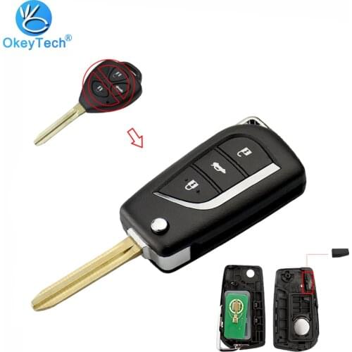 OkeyTech Remote Control Modified Key 3 Button 315Mhz 4D68 Chip TOY43 Blade for Toyota Camry Corolla Prado RAV4 Vios Hilux Yaris