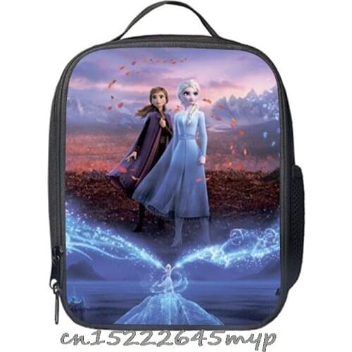 Autumn Back To School Cooler Small Thermos Handbag Kids Frozen Elsa Anna PrincessTote Top-Handle Children Lunch Bag Mochila