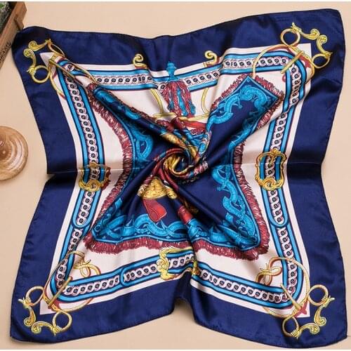 Fashion Printed Silk Square Scarf for Women 60*60cm Neck Hair Tie Band Bag Warp Soft Neckerchief Hijab Headscarf Female Foulard