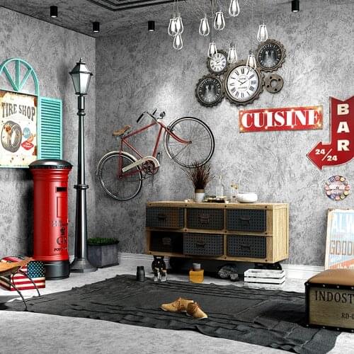 Industrial Style Vintage Plain Solid Wallpaper Non Woven Concrete Light Gray Wallpaper Living Room Bedroom Cloth Shop Wall paper