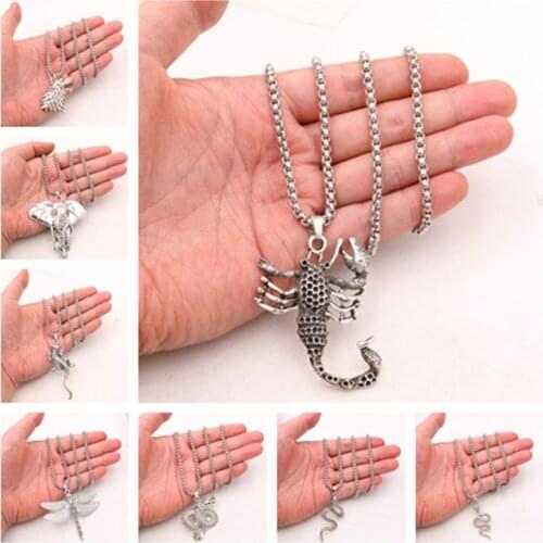 Retro Animal & Insect Pendant Necklace, Dragonfly Charms, Giant Scorpion Charms, Wolf Charms, Elephant Charms, Dragon Charms,P63