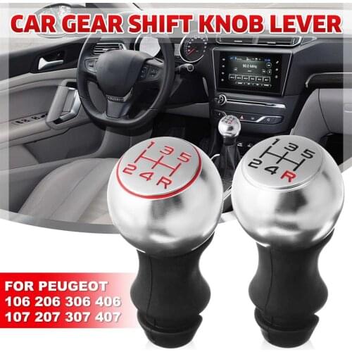 5 Speed Car MT Gear Shift Knob Gear Shifter Lever Stick Matte Silver For Peugeot 106 206 306 406 107 207 307 407
