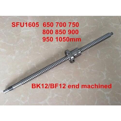 SFU1605 650mm 700mm 750mm 800mm 850mm 900mm 950 1000mm 1050mm ball screw C7 with BK12/BF12 end machined CNC parts RM1605