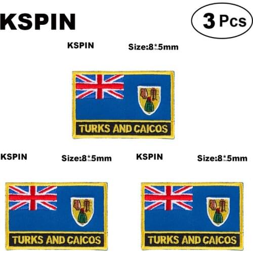 Turks and Caicos Rectangular Shape Flag patches embroidered flag patches national flag patches for clothing DIY Decoration