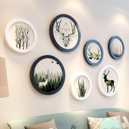 Creative 7 Inch Round Set Photo Frame Wall Decoration European Living Room Bedroom Porch Background Wall Decor Ornament Holder