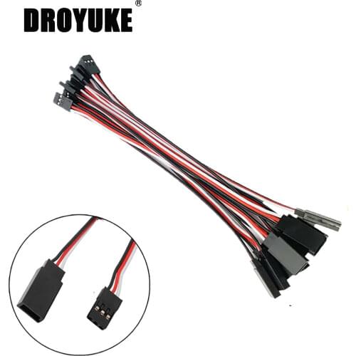 Droyuke 5/10 Pcs 150mm / 300mm / 500mm Servo Lead Cable Extension Y extension cordfor RC Futaba JR Male to Female 15cm 30cm 50cm