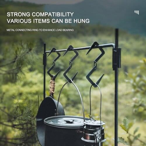 Outdoor Hanging Hook S-Shaped Triangular Pot Pan Cookware Lamp Holder Hook for Camping Drying Rack Clothesline Storage Hanger