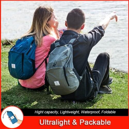 NatureHike Outdoor Waterproof Nylon Backpack Foldable Portable Ultralight Double Shoulder Bag Camping Travel Sports Day Pack 25L