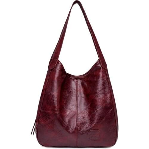 Women Shoulder Bags Three-layer Pocket PU Leather Luxury Handbags Women Top-handle Shopper Bags Designer High Quality Soft Tote