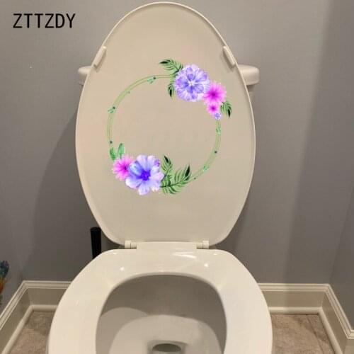 ZTTZDY 19.8*21.7CM Watercolor Flower Wreath Creative Home Living Room Wall Decor Toilet Sticker T2-0629