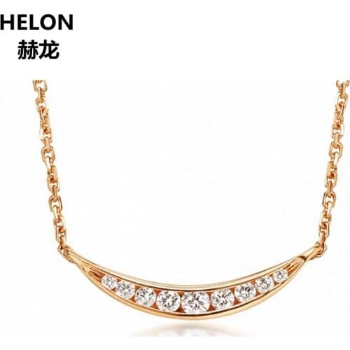 0.1ct SI/H Natural Diamonds Women Pendant Necklace Solid 18k Rose Gold Classic Anniversary Pendant Fine Jewelry Gift