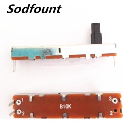 1pcs Direct sliding potentiometer length 45MM, width 9.5MM, handle height 10MM, resistance value B10K, sliding stroke 30 mm