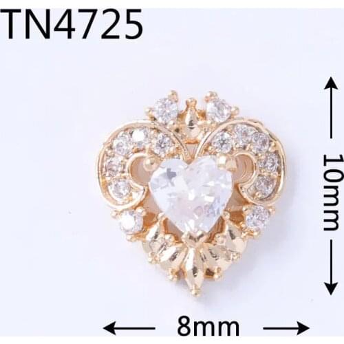 10pcs TN4725 Love Heart Alloy Zircon Crown Nail Art Crystals Jewelry Rhinestone Nails Accessories Supplies Decorations Charms