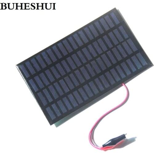 BUHESHUI 18V 2.5W Polycrystalline Energy Power Solar Panel Module System Solar Cells Charger+Crocodile Clip For 12V Battery 2pcs