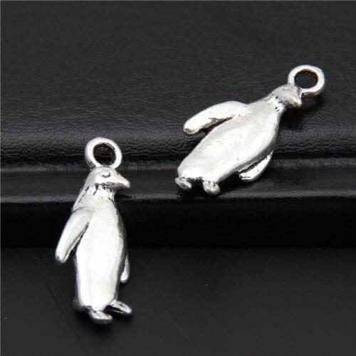 20pcs Silver Color Color Cute Penguin Charms Alloy Animal Kids Pendant Nature Ocean Jewelry DIY A2911