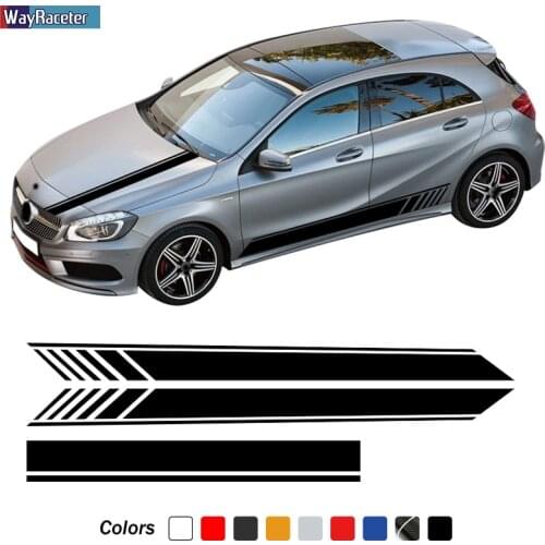 3 Pcs Car Hood Decal Side Stripes Skirt Sticker For Mercedes Benz A Class W177 V177 2020 A35 A45 A45S W176 AMG Accessories