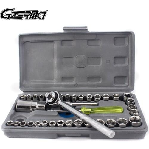 GZERMA 40Pcs/Set Professional Screwdriver Wrench Socket Set for Bicycle Car Repair Tool Kits Ratchet Torque Wrench Combo Tools