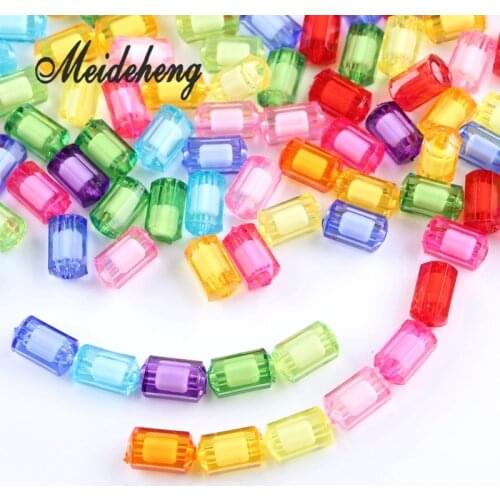 Acrylic Transparent Colorful Rainbow Beads in Bead Column DIY Handmade Jewelry Accessories Kids Gift