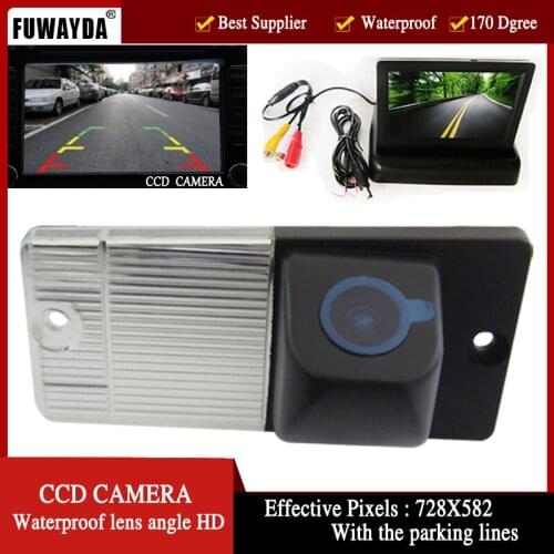 FUWAYDA wire HD PARKING CCD Car Rear View Backup waterproof Camera for KIA SORENTO SPORTAGE, 4.3 Inch foldable LCD TFT Monitor
