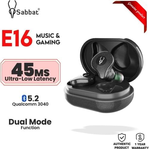 Sabbat E16 Music and Gaming True Wireless Earphones BT5.2 Master-Slave Dual Mode 45ms Low Latency