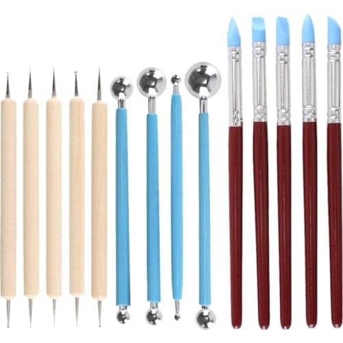 Big deal 14PCS Polymer Pottery Clay Sculpting Modelling Sit Ball Stylus Nail Art Dotting Tools Rubber Tipped Ceramic Carving Kit