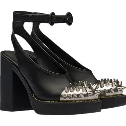 2021 Summer Sexy Rivets Sandals Women Fashion Buckle High Heels Sandalias Female Party Shoes Women sandalias de las mujeres