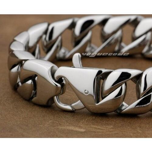 LINSION 316L Stainless Steel 9 Length Mens Biker Rocker Punk Bracelet 5L019 Free Shipping