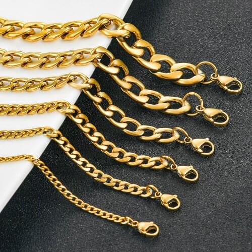 Stainless Steel Gold-Plated Surface Figaro Chain Men and Women Fashion Popular Classic Jewelry Necklace