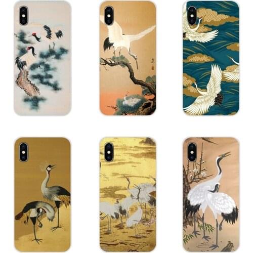 For Xiaomi Mi4 Mi5 Mi5S Mi6 Mi A1 A2 5X 6X 8 9 Lite SE Pro Mi Max Mix 2 3 2S japanese art crane Luxury Mobile Phone Shell Covers