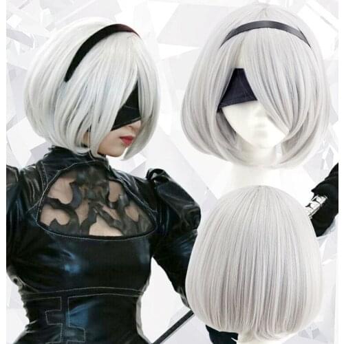 Cos Gift Cosplay Wig YoRHa No.2 Type B 2BYoRH 2A 9S 2B wig NieR:Automata Costume Play Wigs Costumes Hair +Wig Cap