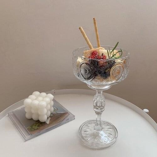 Cutelife INS Relief Transparent Shot Glass Coffee Cup Goblet Cocktail Beer Wine Glass Dessert Wedding Drinking Glass Drinkware