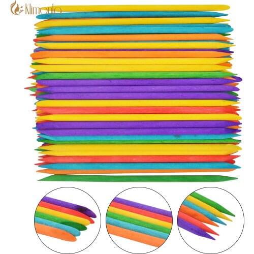 500/1000Pcs Colorful Wooden Stick Double End Nail Art Cuticle Pusher Cuticle Remover Tool Pedicure Care Nails Manicures Tools
