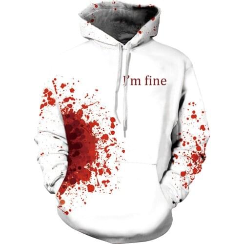 European And American Autumn Winter Halloween Digital Printing Hooded Cosplay Skull Top Couple Baseball Uniform