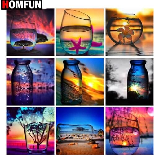 HOMFUN Full Square/Round Drill 5D DIY Diamond Painting "Color landscape" 3D Embroidery Cross Stitch 5D Home Decor Gift