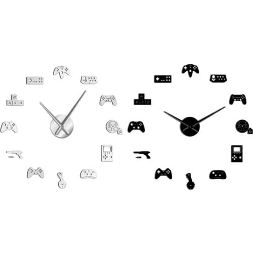 Game Controller Video Diy Giant Wall Clock Game Joysticks Stickers Gamer Wall Art Video Gaming Signs Boy Bedroom Game Room Decor