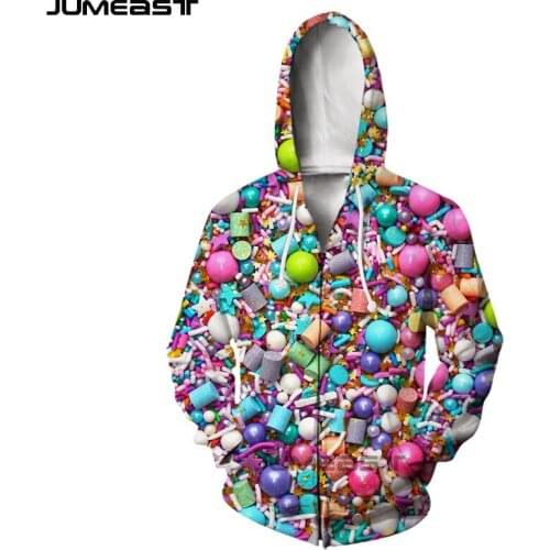 Jumeast Brand Men Women 3D Printed Pill Candy Fruit Long Sleeve Jacket Sport Pullover New Fashion Spring Zipper Hoodies