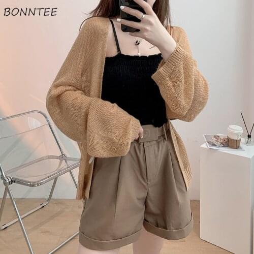 Cardigan Women Thin Breathable Summer Sun-proof Open Stitch Solid Sweet Lazy Leisure Popular Ladies Outerwear Knitting New Girl