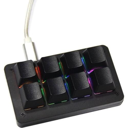 Macro Function Keyboard Shortcut Mechanical Keyboard RGB Backlight 8 key Self setting Defination all Black Keycap with software