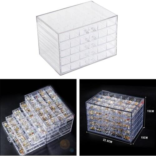 Acrylic 120-Slot Nail Art Accessories Tools Storage Container Case DIY Craft Jewelry Accessories Plastic Organizer Box
