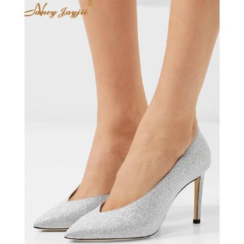 Sophia 85 Glittered Leather Pumps Bridesmaid Clogs Women Shoes Full Grain Leather High Heels 85 MM Size 44 Wedding Bridal Party