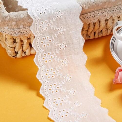 Free Shipping 100% Cotton Cloth Embroidery Lace Trim Lace Fabric 8cm Clothes Accessories Width 5Yds/lot