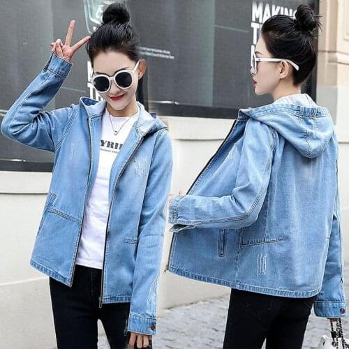 Hooded Jeans Jacket and Coats for Women 2021 New Spring Autumn Casual Short Denim Jacket Chaqueta Mujer Casaco Jaqueta Feminina