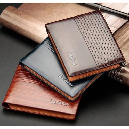 1PC Fashion Men Business Purse PU Leather Solid Slim Wallet Bifold Short Credit Card Holders Coin Purses Men Wallets