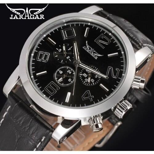 2020 Jaragar Business Mens Watches Mechanical Watch Black Calendar Clock Leather Top Brand Luxury Automatic Watches reloj mujer