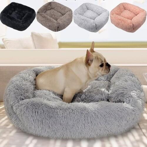 Dogs Cats Soft Sofa Cushion Mats Pet Dog Bed Warm Fleece Dog Kennel House Long Plush Winter Pets Dog Beds For Medium Large